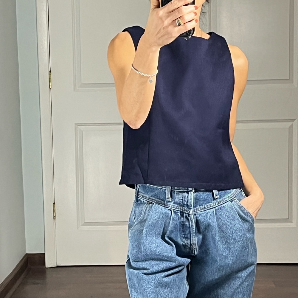 David Paul Vintage Navy Shell vest size S
